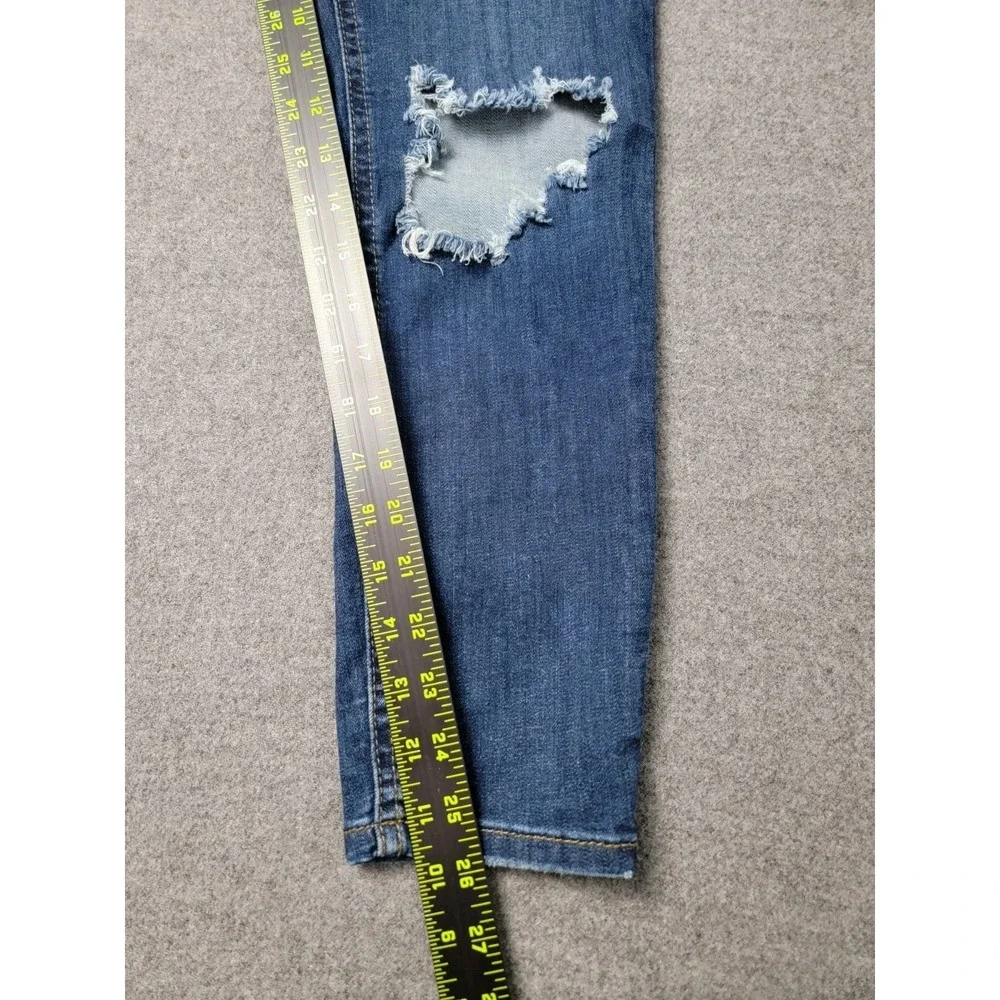 Free People Women's Jeans W31 Skinny‎ Distressed Ripped Knees Stretch Blue Denim